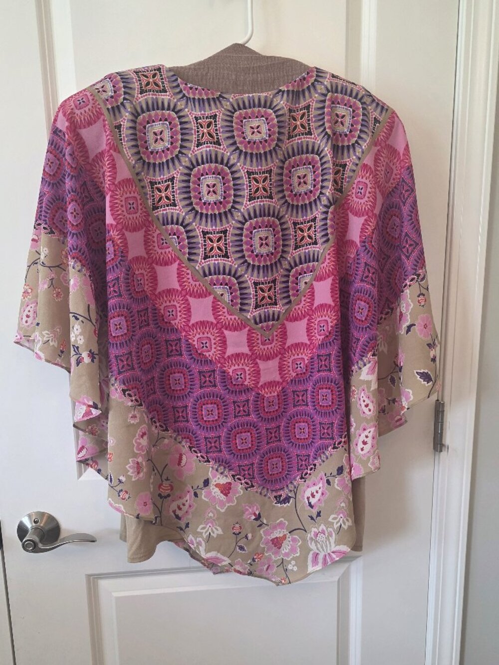 Ruby Rd. 3X flowy geometric blouse 3/4 batwing sleeves